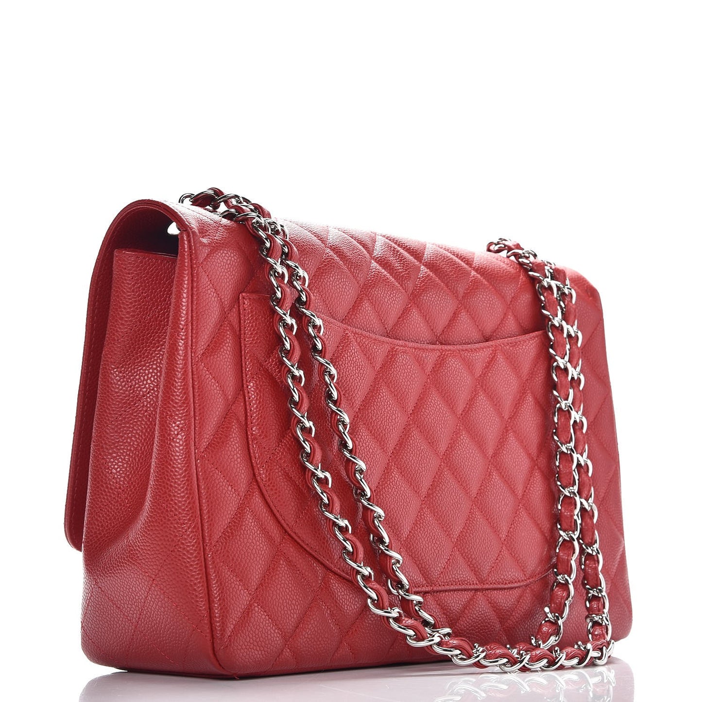 Caviar Quilted Maxi Single Flap Red