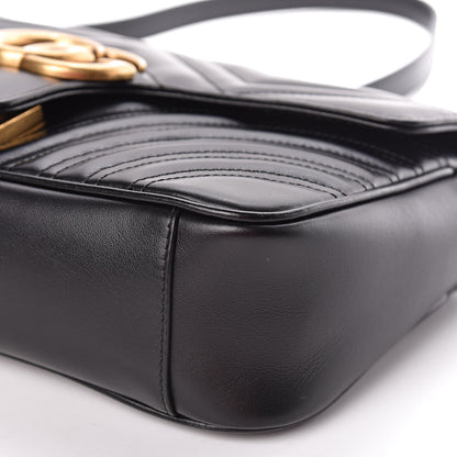 Gucci Calfskin Matelasse Small GG Marmont Shoulder Bag Black 9 of 11