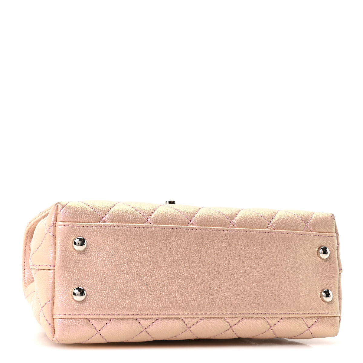 Iridescent Caviar Quilted Mini Coco Handle Flap  Pink