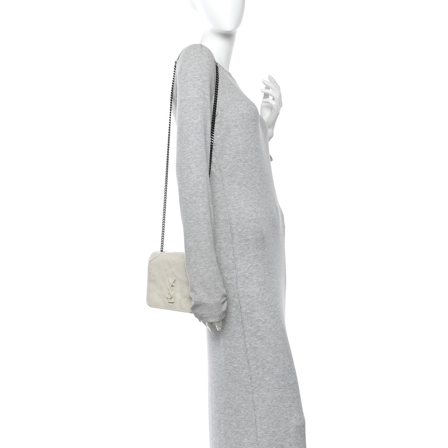 Saint Laurent Crinkled Calfskin Matelasse Monogram Niki Chain Wallet Crema Soft 2 of 10