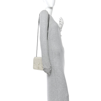 Saint Laurent Crinkled Calfskin Matelasse Monogram Niki Chain Wallet Crema Soft 2 of 10
