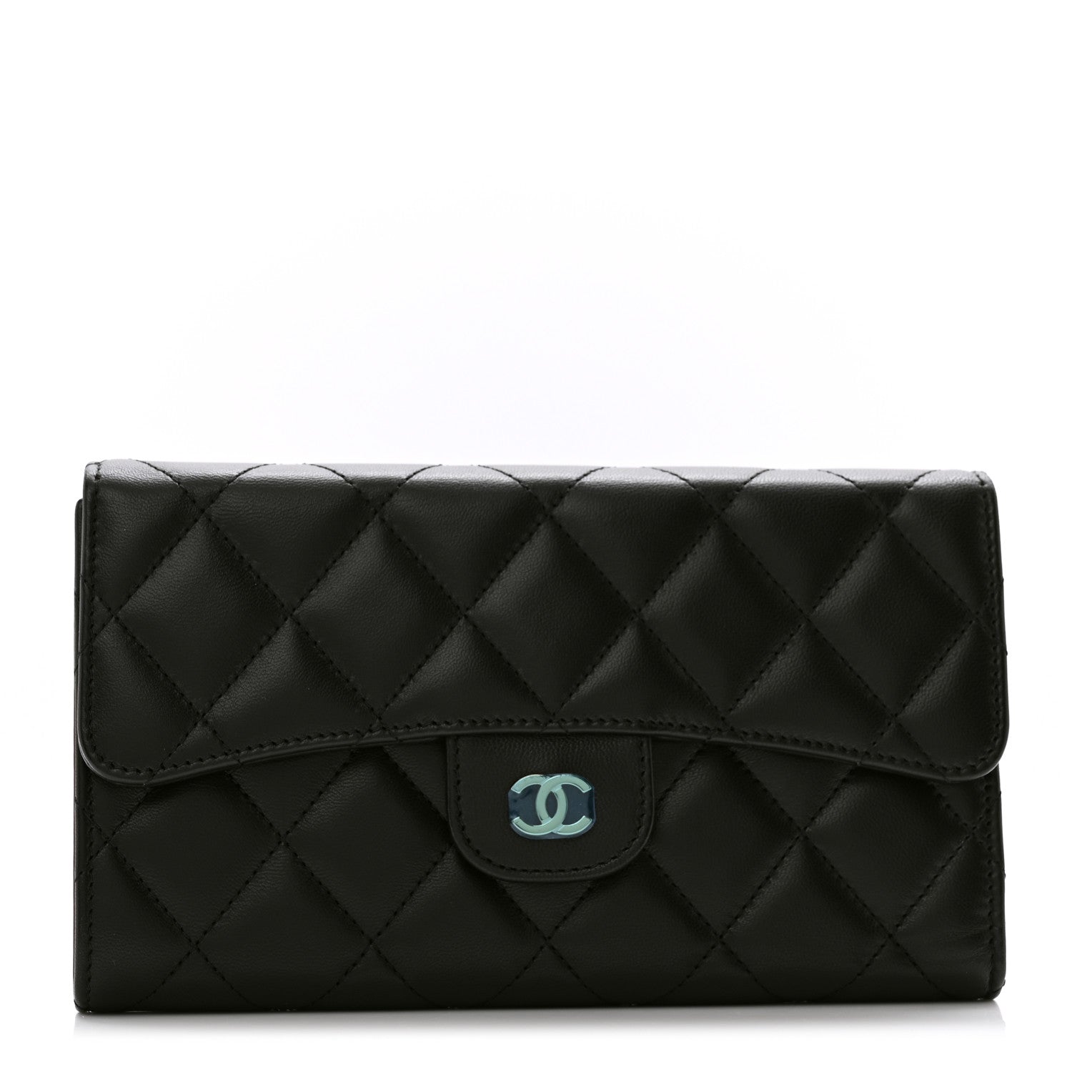Chanel Lambskin Quilted Large Flap Wallet Black 1 of 8