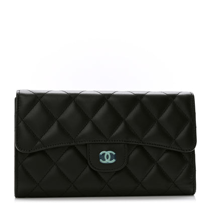 Chanel Lambskin Quilted Large Flap Wallet Black 1 of 8