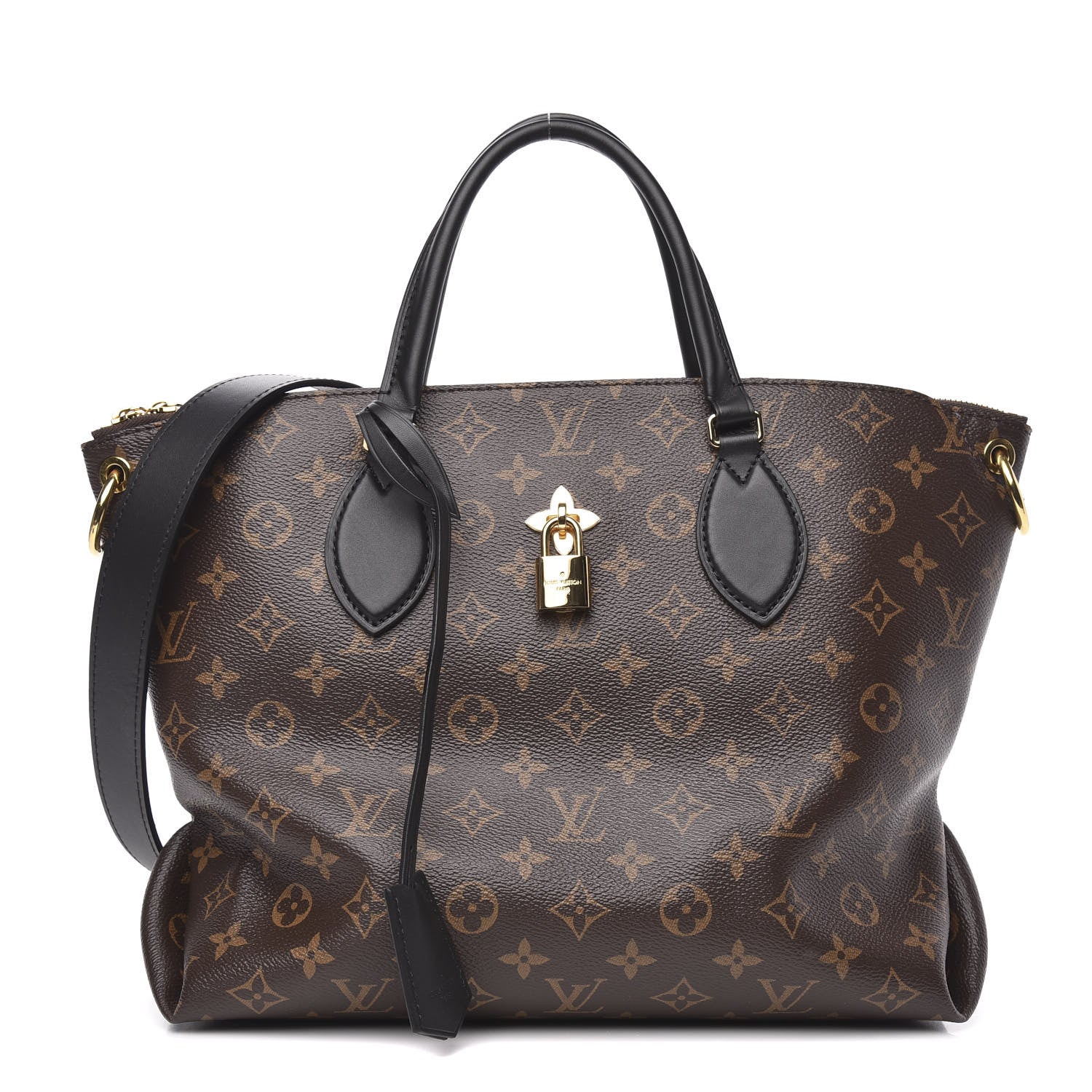 Louis Vuitton Monogram Flower Zipped Tote MM Black 1 of 9