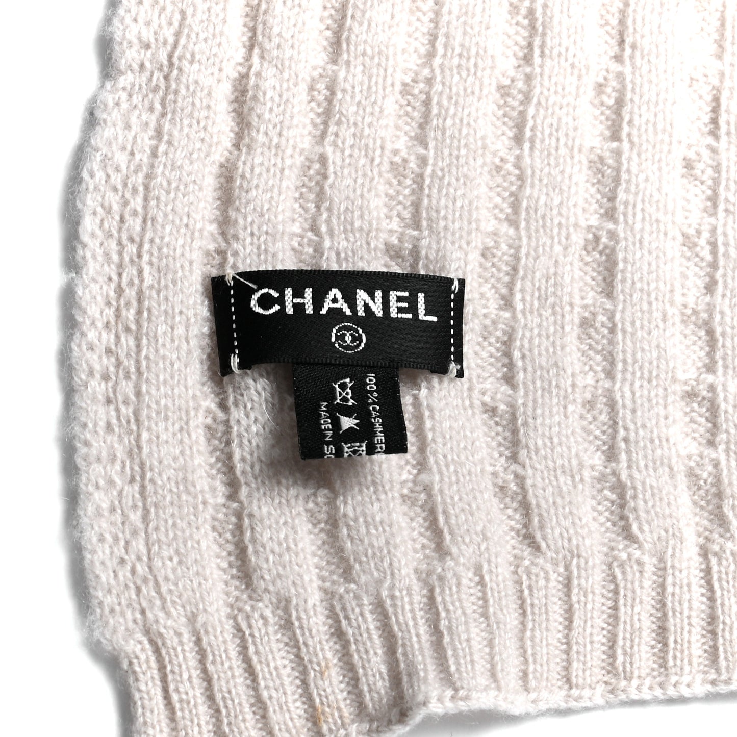 Cashmere Cable Knit CC Scarf Light Grey