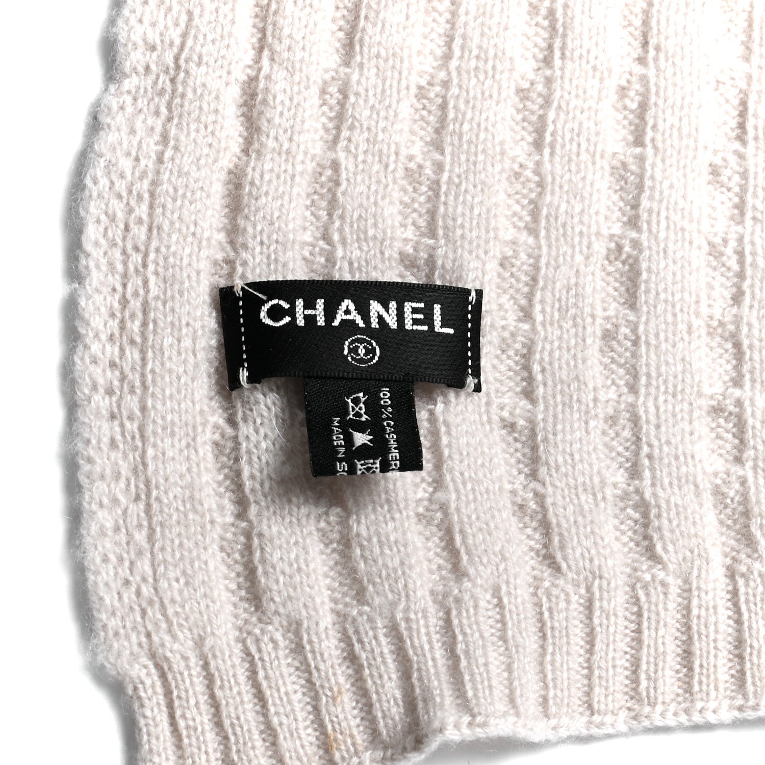 Chanel Cashmere Cable Knit CC Scarf Light Grey 3 of 4