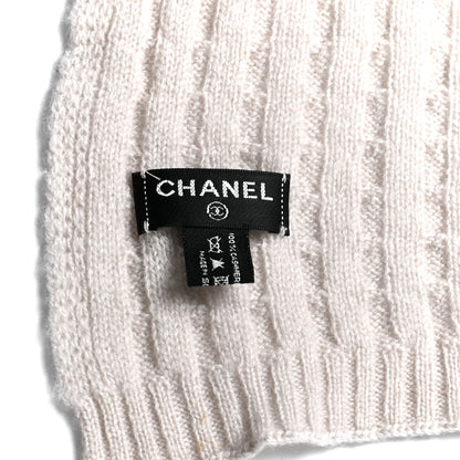 Chanel Cashmere Cable Knit CC Scarf Light Grey 3 of 4