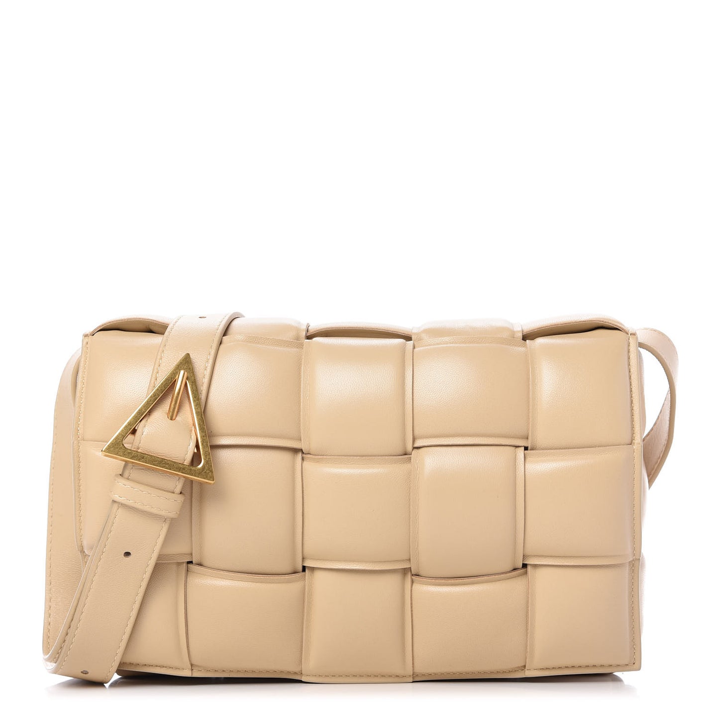 Nappa Maxi Intreccio Padded Cassette Crossbody Bag Porridge