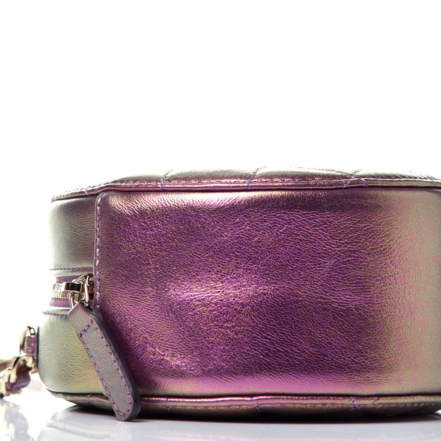 Chanel Iridescent Lambskin Quilted Round Clutch With Chain Purple 8 of 9