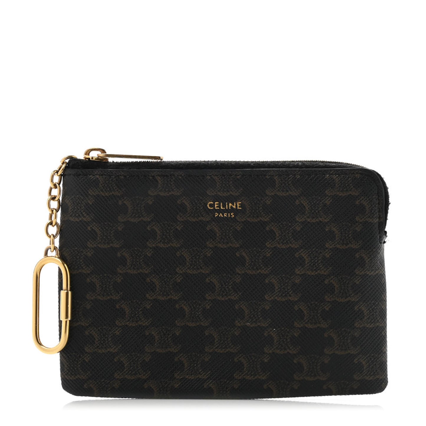 Triomphe Canvas Coin and Card Pouch With Hook Black