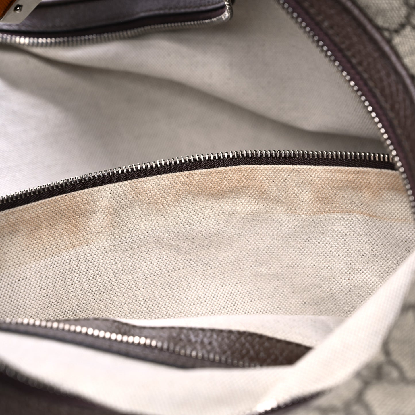GG Supreme Monogram Textured Calfskin Web Large Attache Messenger Bag Beige Ebony New Acero