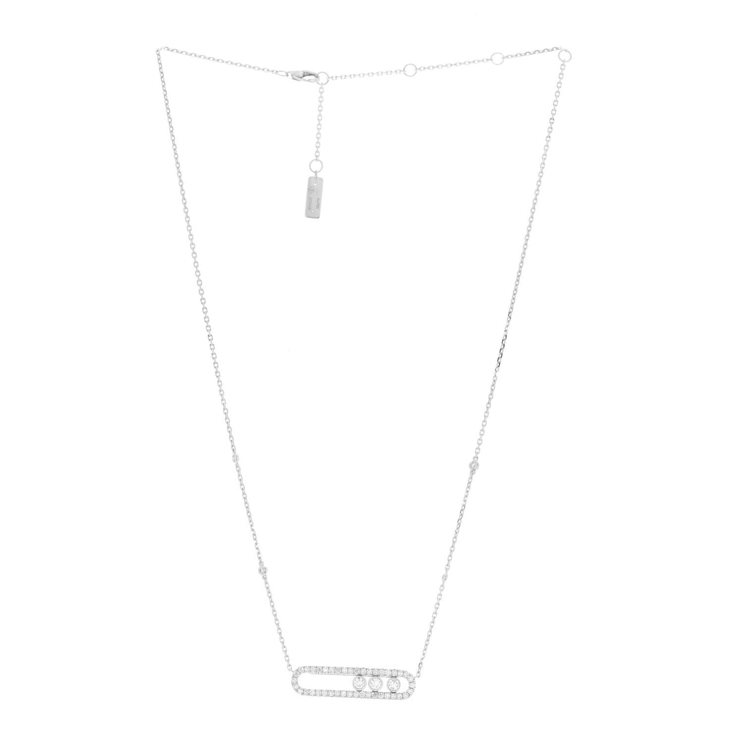 18K White Gold Diamond Baby Move Pave Necklace