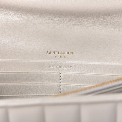 Saint Laurent Lambskin Matelasse Monogram Large Vicky Chain Bag White 8 of 10