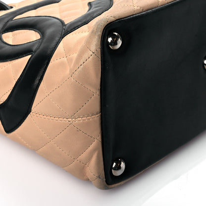 Chanel Calfskin Quilted Large Cambon Tote Beige Black 10 of 12