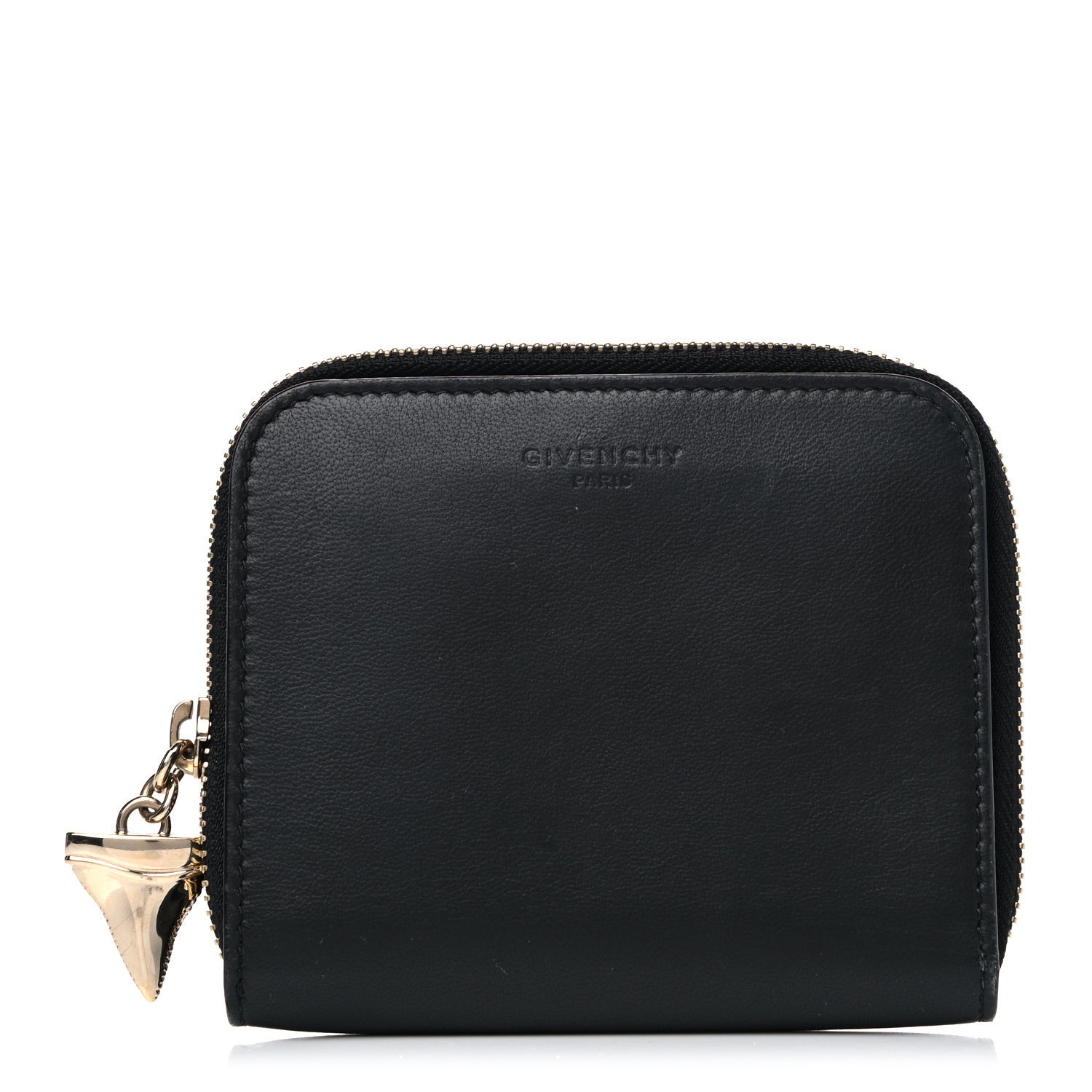 Givenchy Lambskin Shark Lock Zip Around Compact Wallet Black 1 of 9