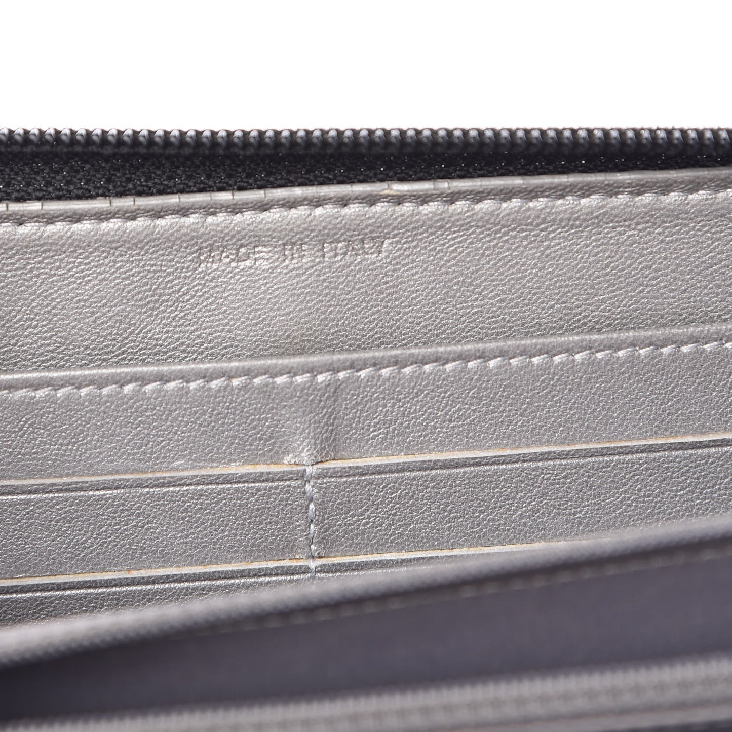 Lambskin Camellia Embossed Large Zip Around Gusset Wallet Black
