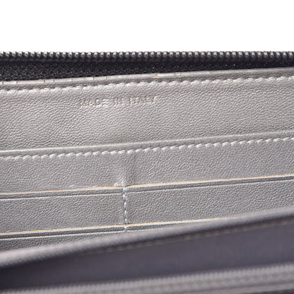 Chanel Lambskin Camellia Embossed Large Zip Around Gusset Wallet Black 7 of 15