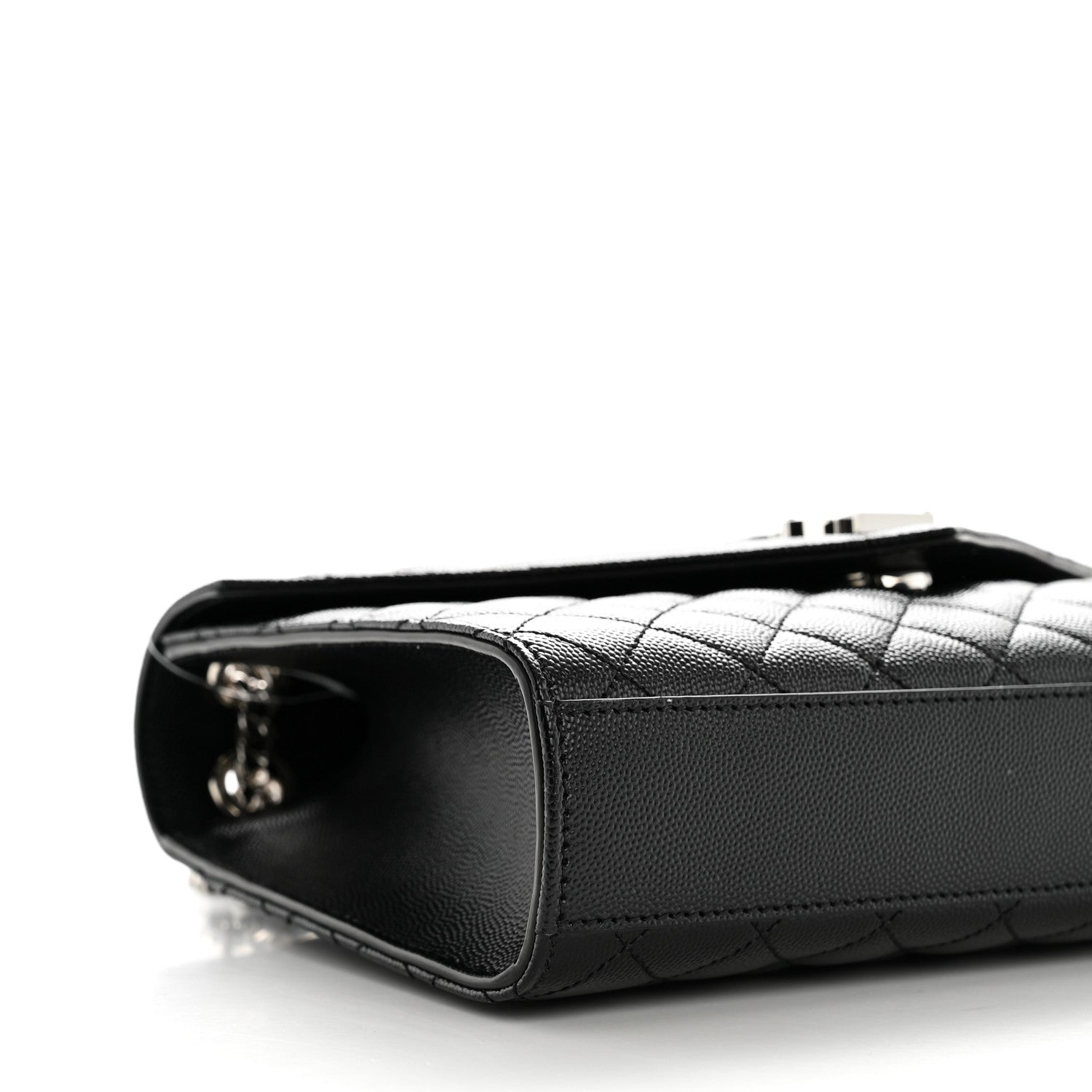 Saint Laurent Grain De Poudre Textured Mixed Matelasse Triquilt Medium Monogram Satchel Black 10 of 11
