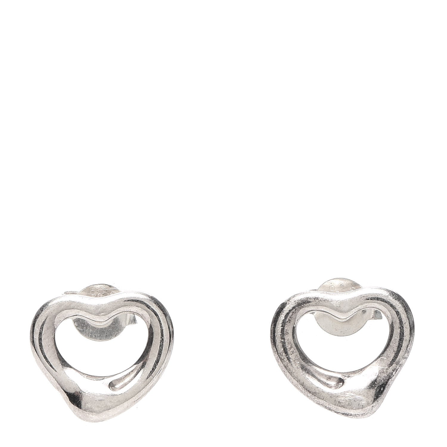 Tiffany Sterling Silver 11mm Elsa Peretti Open Heart Earrings 1 of 5