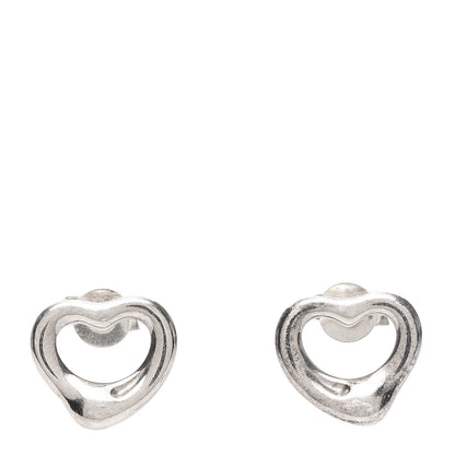 Tiffany Sterling Silver 11mm Elsa Peretti Open Heart Earrings 1 of 5