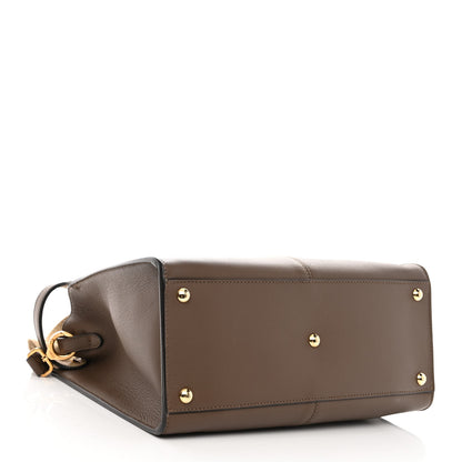Fendi Vitello Seta Glazed Fabric FF 1974 Medium Peekaboo X-Lite Maya Mogano Panna 3 of 9