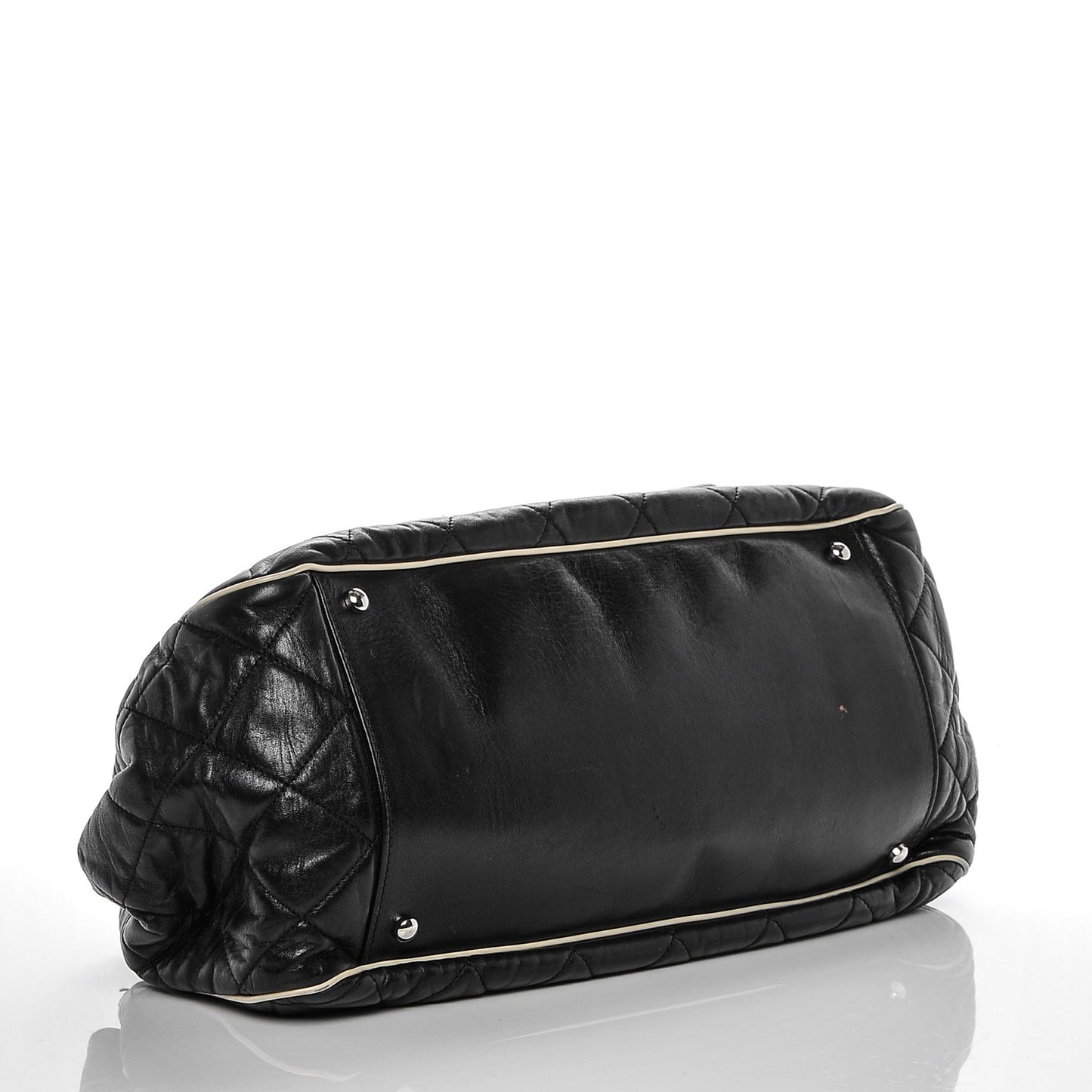Lambskin Quilted East West Accordion Flap Black