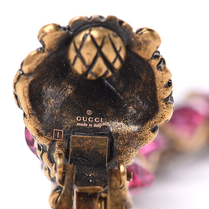 Gucci Crystal Metal Lionhead Drop Earrings Rosa Aged Gold 4 of 4