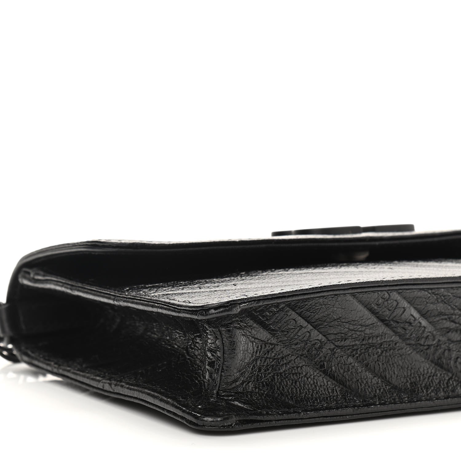 Balenciaga Shiny Goatskin Logo Embossed Monochrome BB Wallet On Chain Black 6 of 9