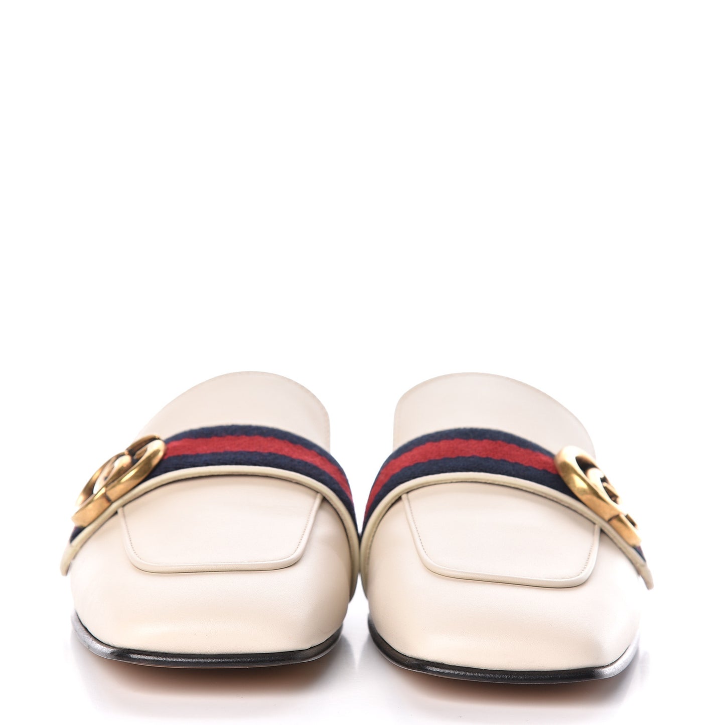 Calfskin Web Womens Peyton GG Slippers 38.5 Mystic White
