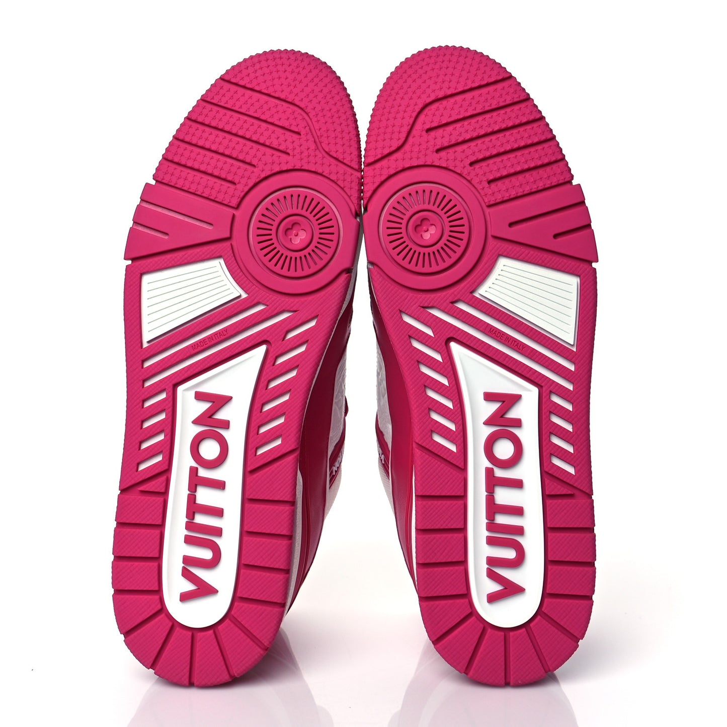 Calfskin Embossed Monogram Mens LV Trainer Sneakers 9 Fuchsia