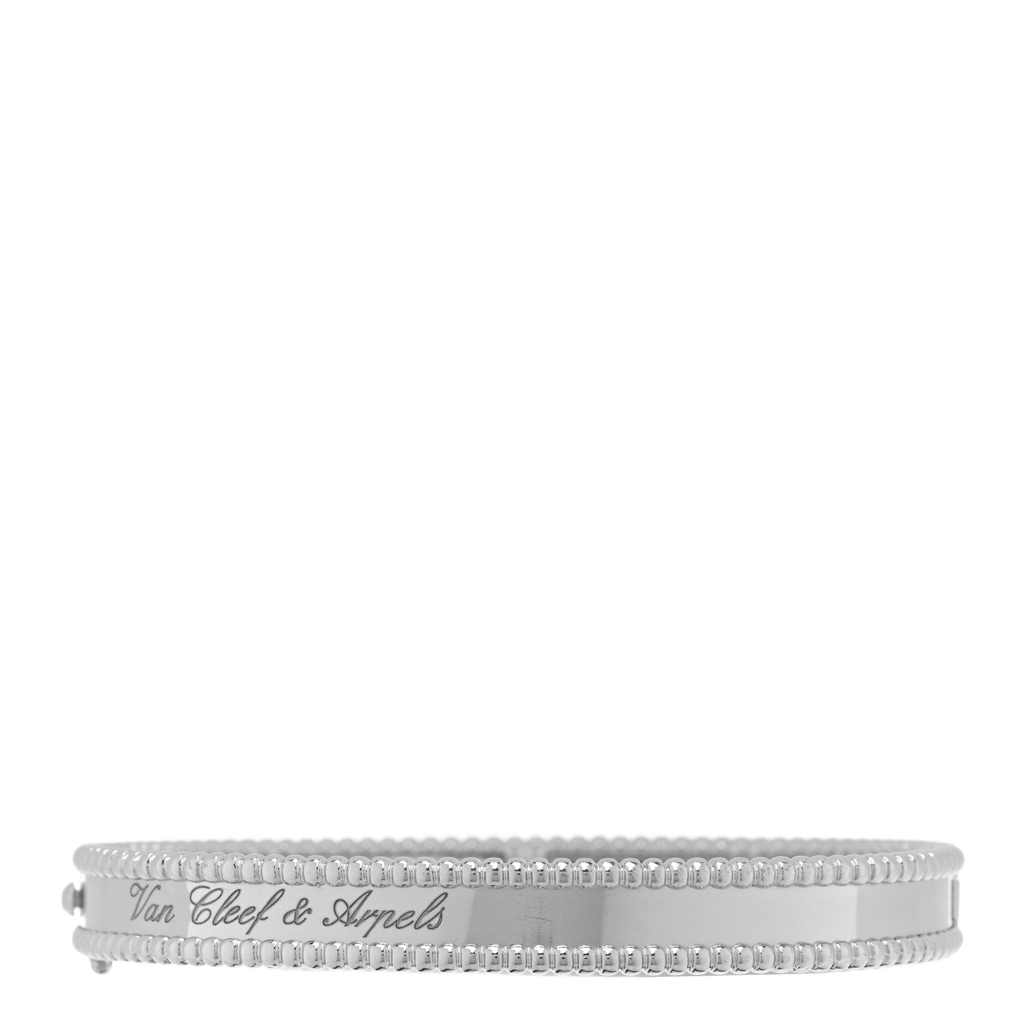 Van Cleef & Arpels 18K White Gold Perlee Signature Bangle Bracelet M 2 of 3