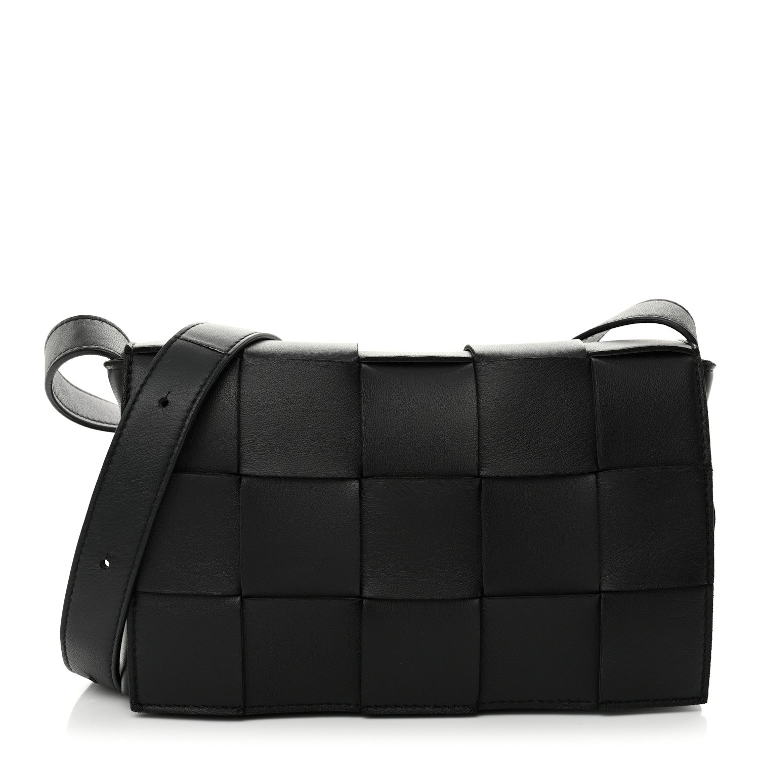 Bottega Veneta Lambskin Maxi Intrecciato Cassette Crossbody Bag Black 1 of 11