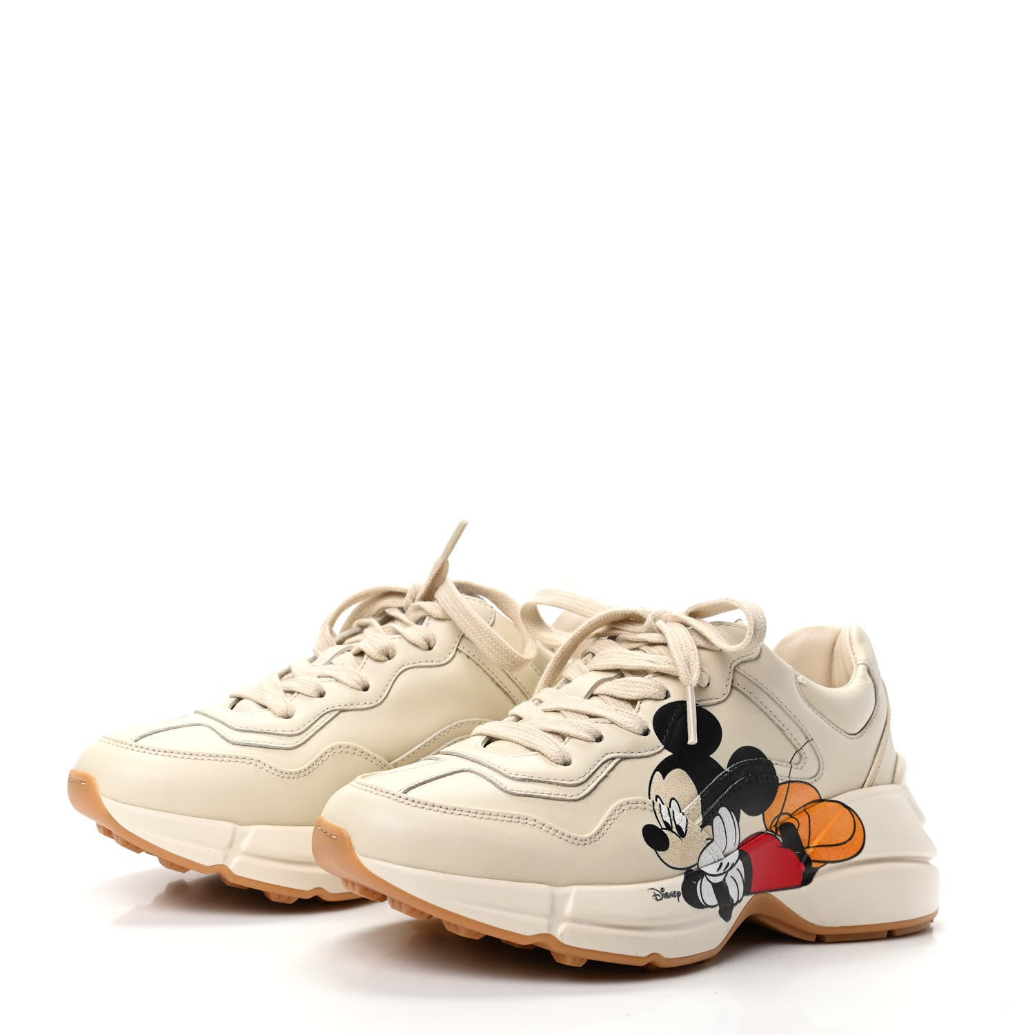 Gucci X DISNEY Calfskin Mickey Mouse Womens Rhyton Sneakers 35.5 Ivory 3 of 8