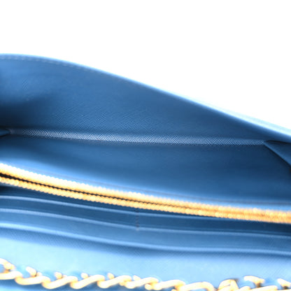 Prada Saffiano Metal Oro Chain Wallet Cobalto 6 of 11