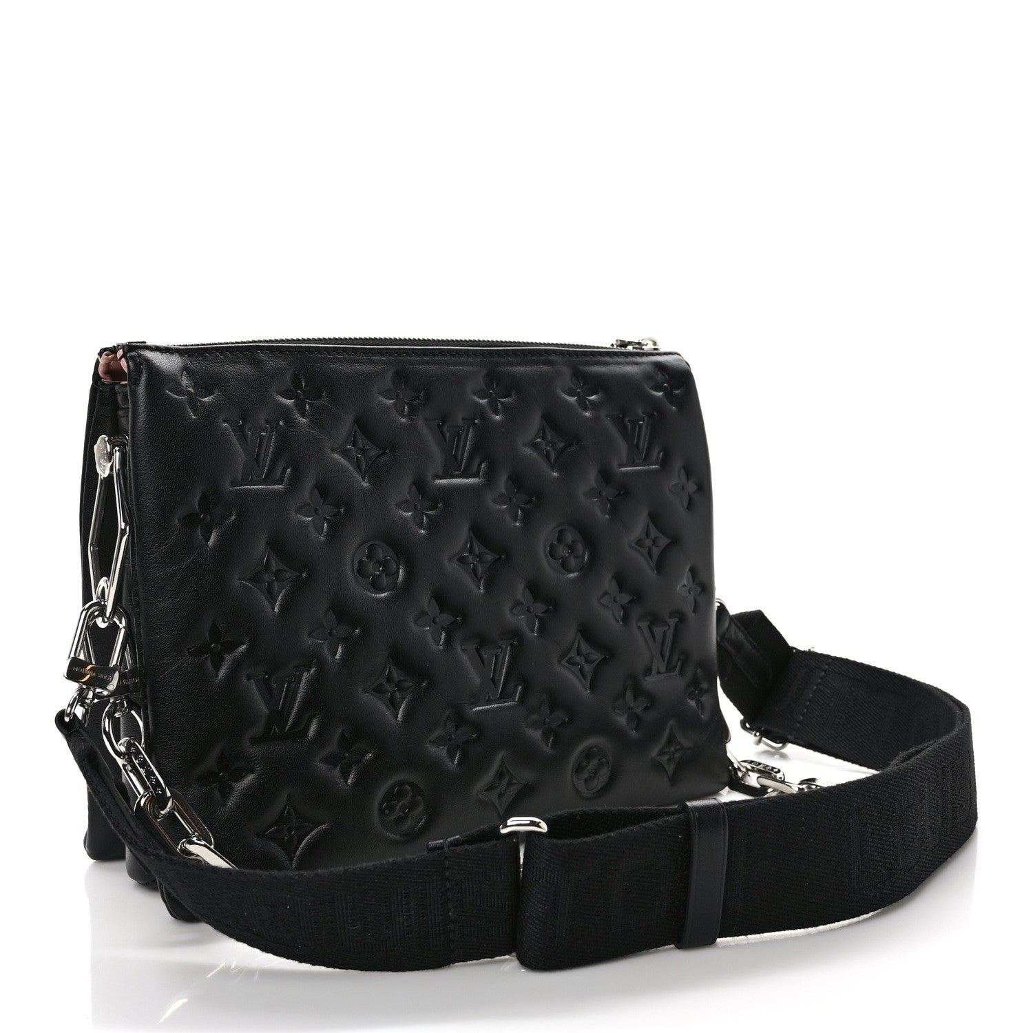 Louis Vuitton Lambskin Embossed Monogram Coussin PM Black 4 of 10