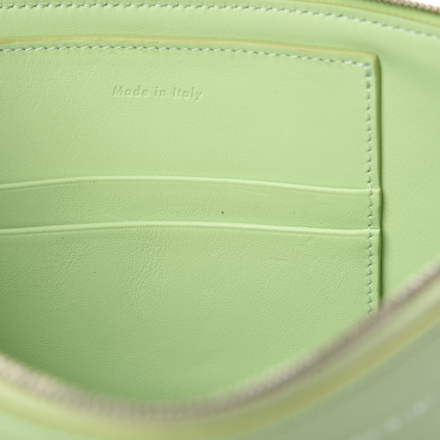 Plastic Bag with Cloudy Lambskin Solo Zip Pouch Clutch Lime