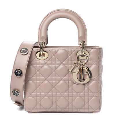 Christian Dior Lambskin Cannage Small Lucky Badges My Lady Dior Taupe 1 of 11