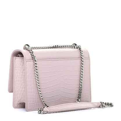 Saint Laurent Calfskin Crocodile Embossed Small Monogram Sunset Soft Nude 3 of 12