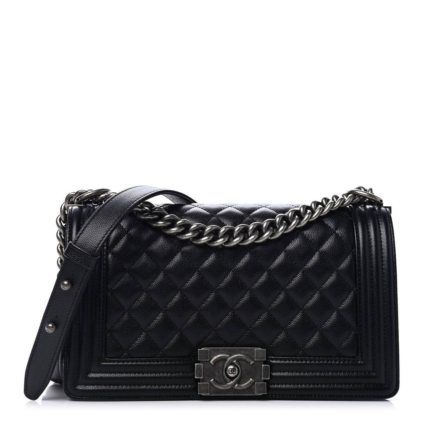 Caviar Quilted Medium Boy Flap Black