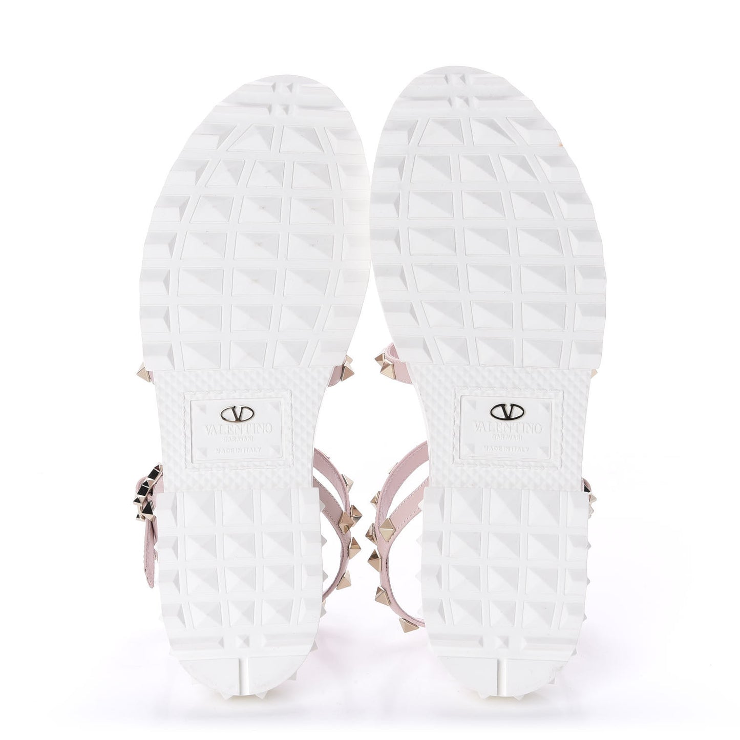 Calfskin Bedrock Rockstud Ankle Flat Sandals 39 Rose Quartz