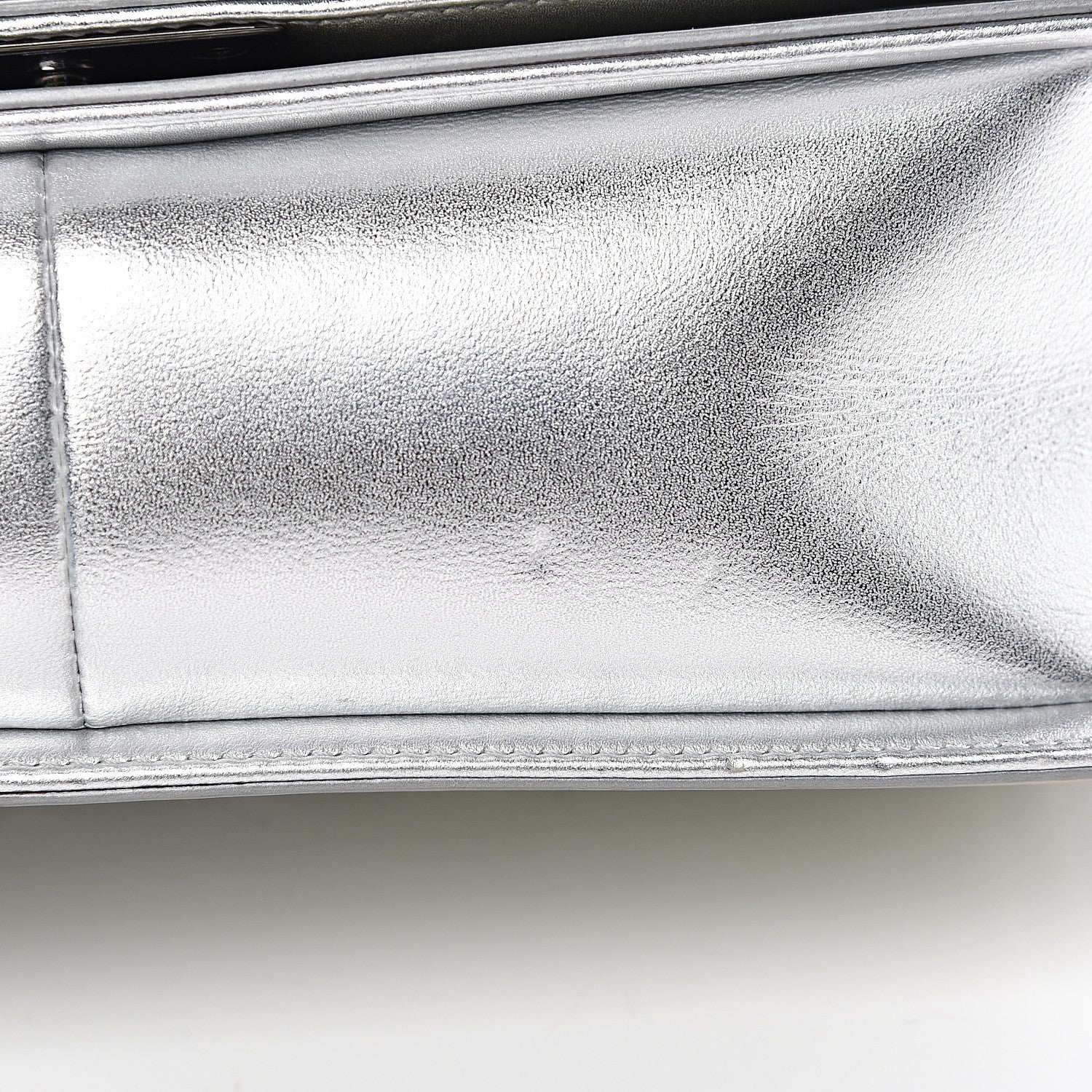 Chanel Metallic Patent Calfskin Quilted Medium Boy Flap Silver 13 of 14