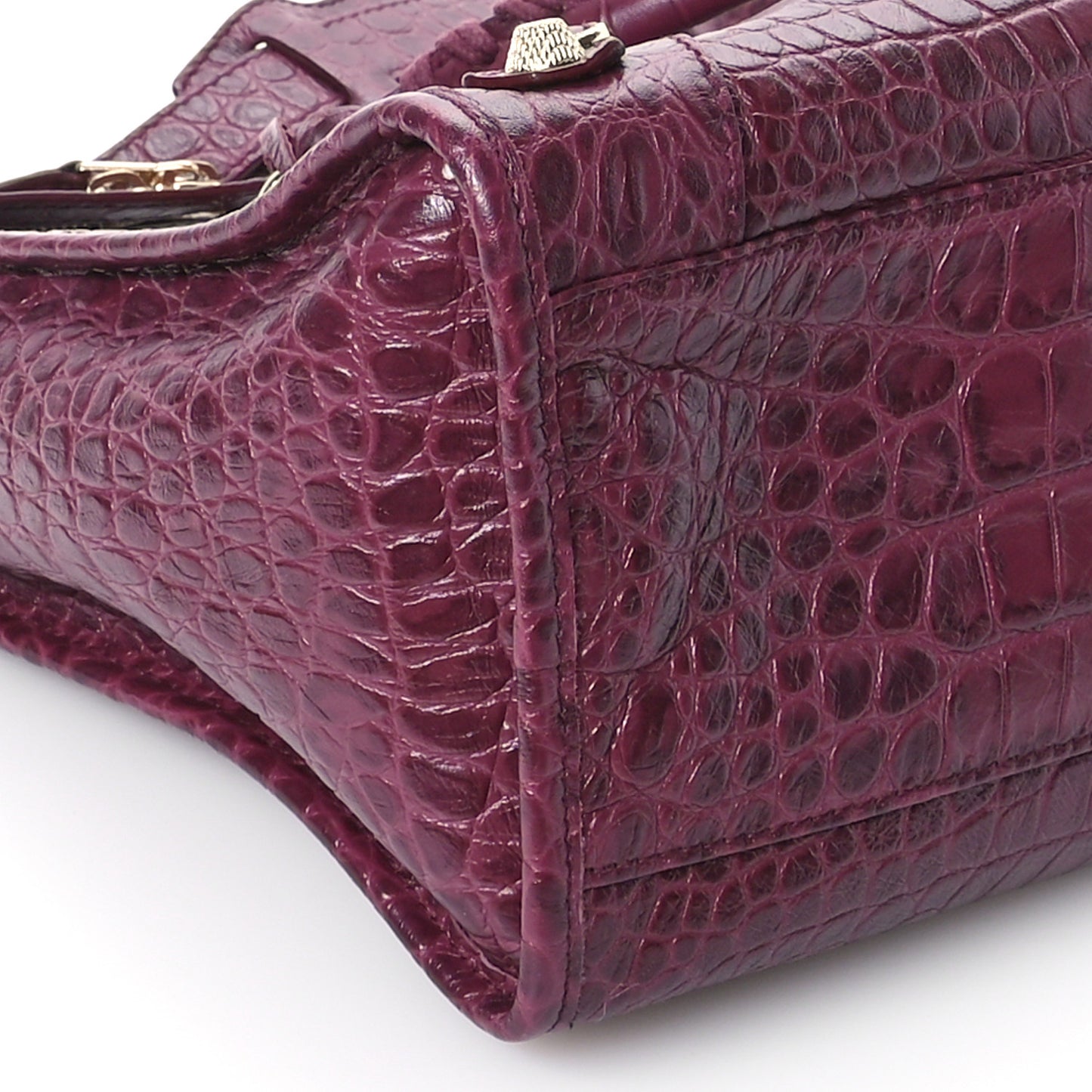 Calfskin Crocodile Embossed Gold Hardware City Violet Prune