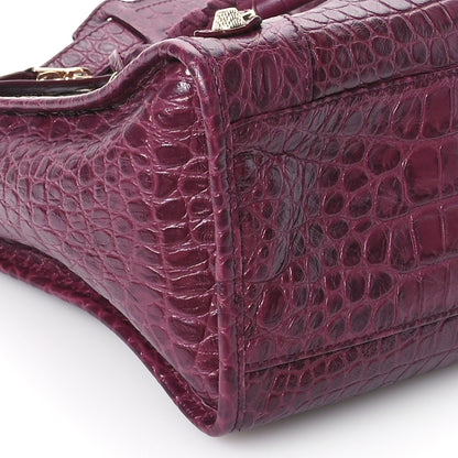 Balenciaga Calfskin Crocodile Embossed Gold Hardware City Violet Prune 10 of 14
