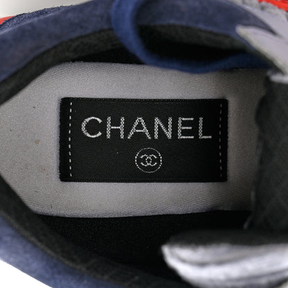 Chanel Suede Calfskin Womens CC Sneakers 37 Grey Red Blue 7 of 7