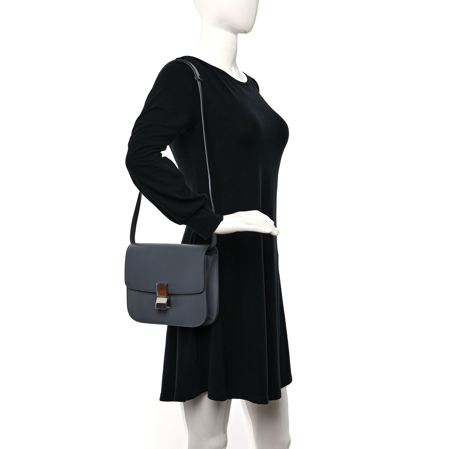 Celine Box Calfskin Medium Classic Box Flap Bag Light Charcoal 2 of 11