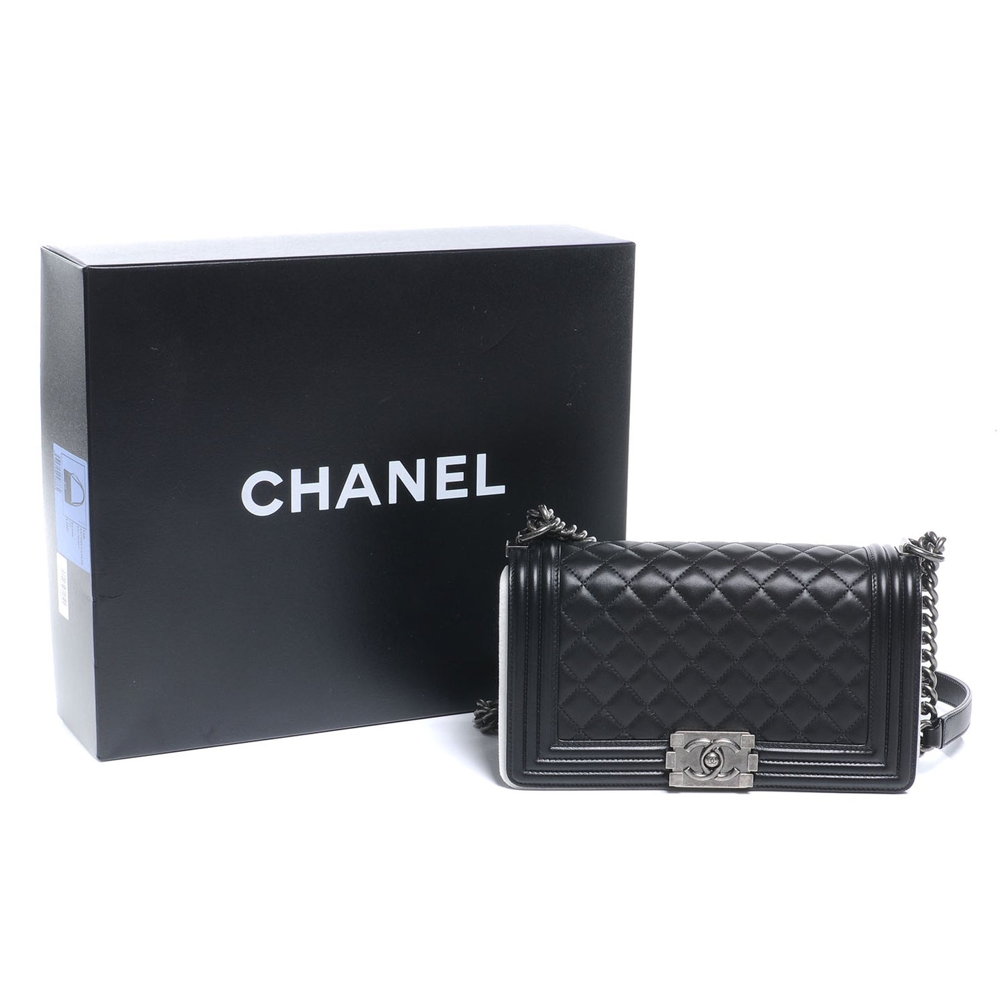 Lambskin Quilted Medium Boy Flap Black
