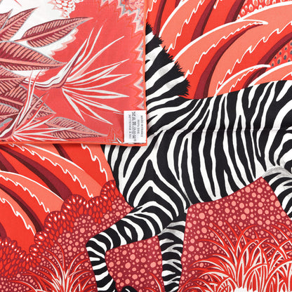 Hermes Silk Mountain Zebra Scarf 90 Rouge Corail Rose 5 of 5