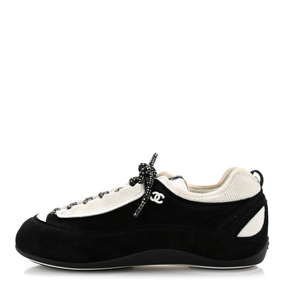 Chanel Velvet Calfskin Mixed Fibers Low Top CC Sneakers 37 Black 1 of 8