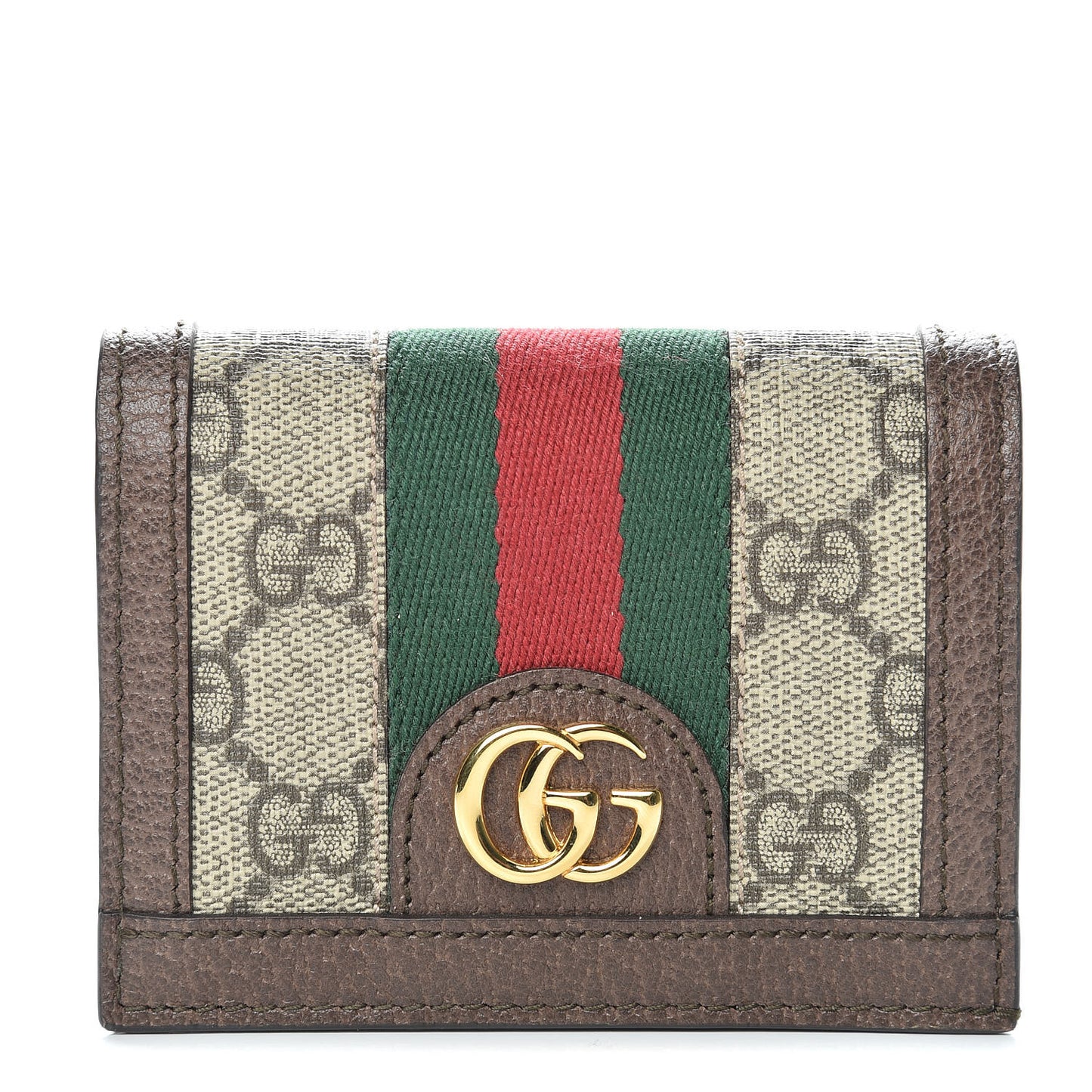 GG Supreme Monogram Web Ophidia Card Case Beige New Acero