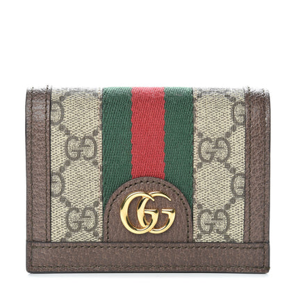 Gucci GG Supreme Monogram Web Ophidia Card Case Beige New Acero 1 of 7